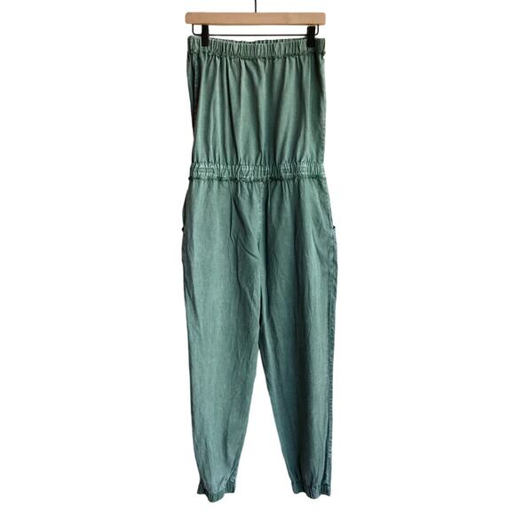YFB "Reeve" Green Strapless Jogger Style Jumpsuit with Fringe Details size M - Picture 3 of 9